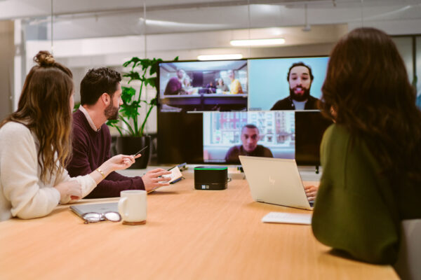 profesores en videoconferencia